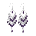 Best selling genuine silver top design purple amethyst Indian bezel earrings